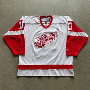 Vintage CCM Detroit Red Wings Hockey Jersey Size XL White Red Adams #10 NHL